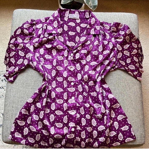 Vintage Western Paisley Purple button-up shirt , Size: M/L - Picture 1 of 17
